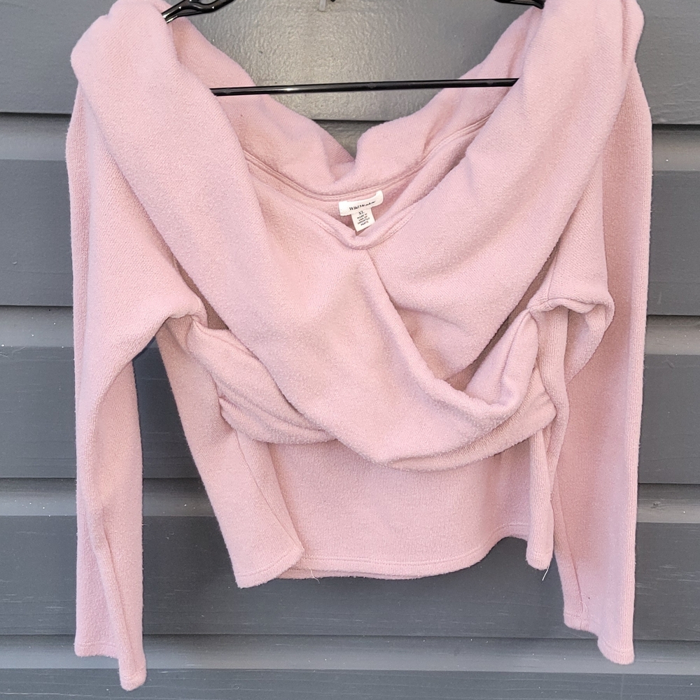 Stylish Off-the-Shoulder Pink Sweater